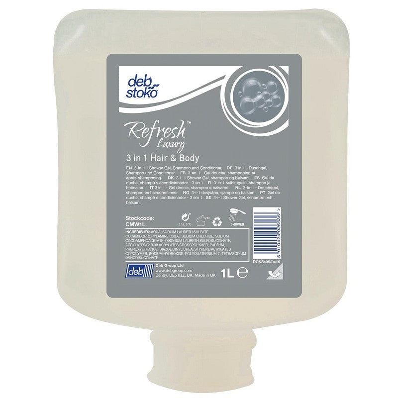 Deb Stoko Refresh Luxury 3 in 1 Hair & Body shampoo-Verpakt per 6 stuks