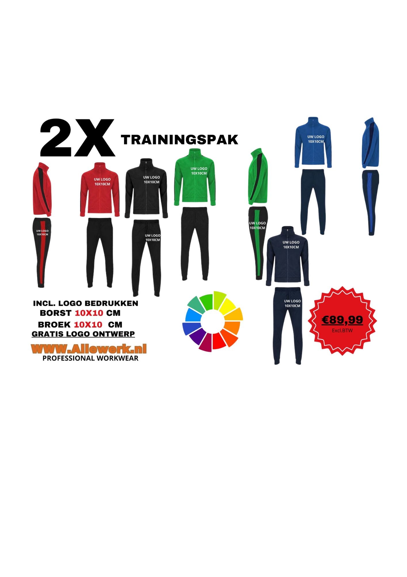 2x Trainingpak incl. logo bedrukt!!