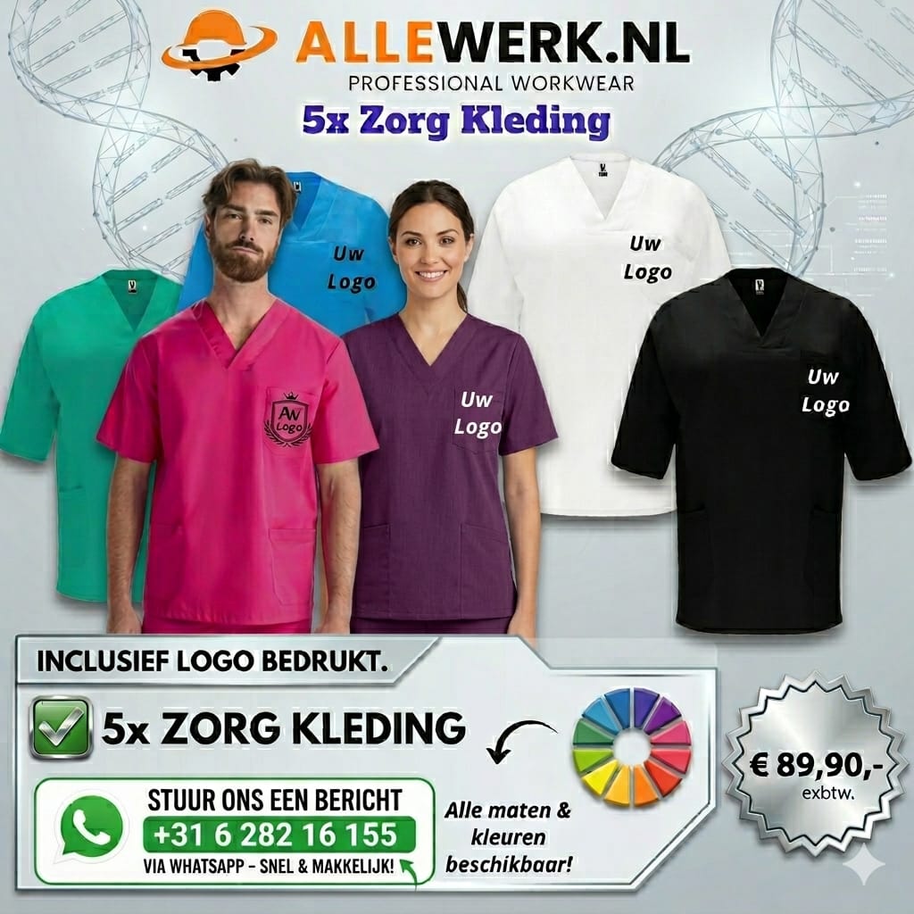 5x Zorg Kleding incl. Logo bedrukt.