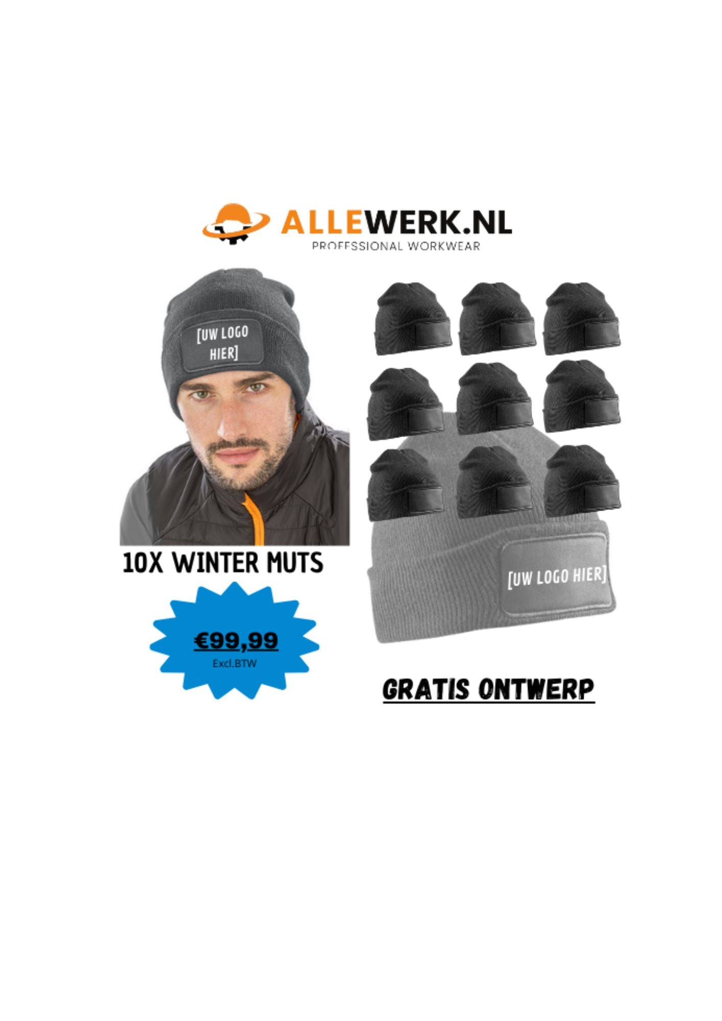 10x Winter Muts incl. logo bedrukt !!